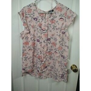 Label Rachel Rachel Roy XL Blouse Tank Floral Pink Cottage Core Keyhole Hi Lo